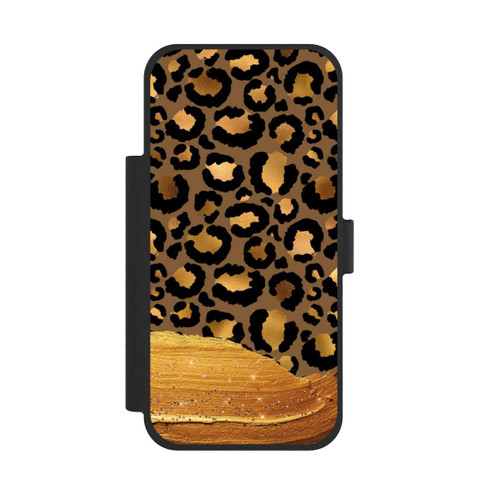 Apple iPhone 17 Pro Max NIVOflip Dunkelgoldener Leoparden Glitzerlook