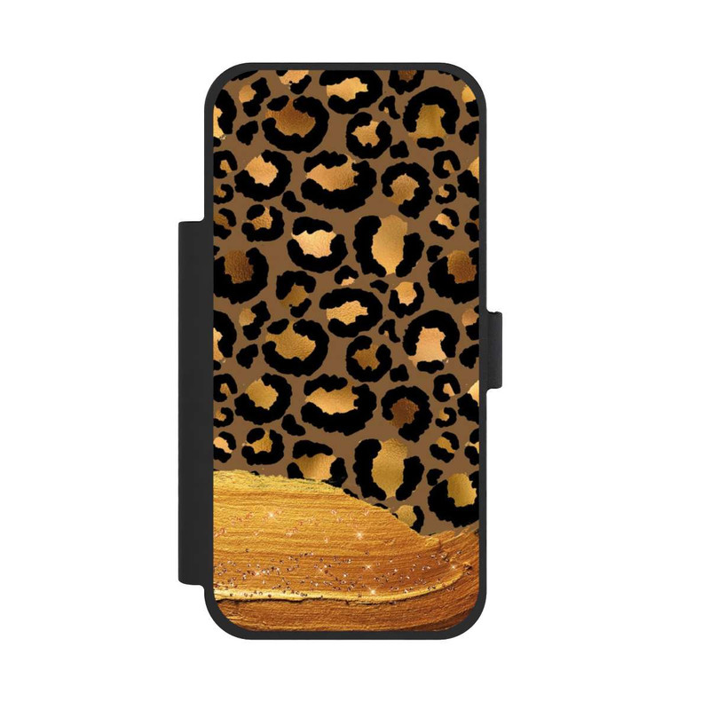 iPhone 17 Pro Max NIVOflip Dunkelgoldener Leoparden Glitzerlook