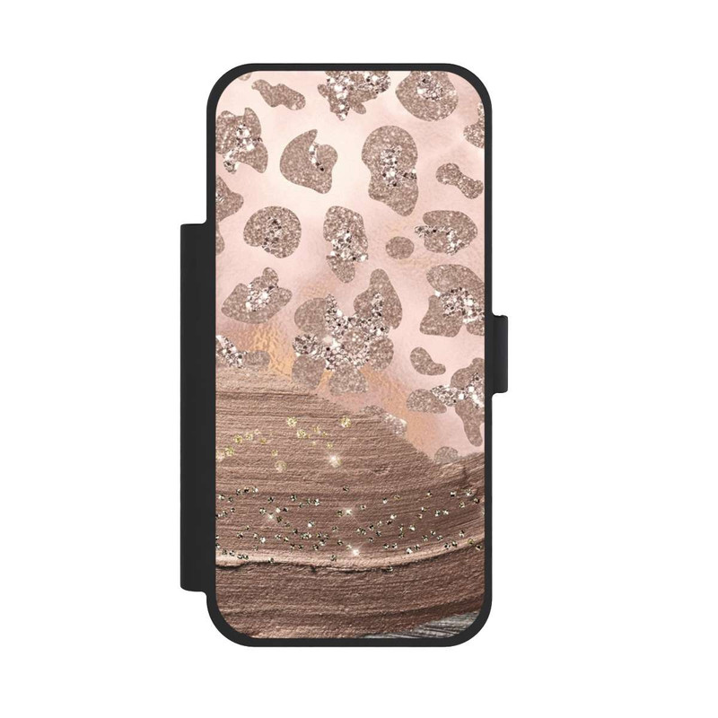 iPhone 17 Pro Max NIVOflip Silberner Leoparden Glitzerlook