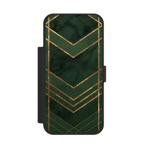 Apple iPhone 17 Pro Max NIVOflip Dark Green Pattern Golden Stripes