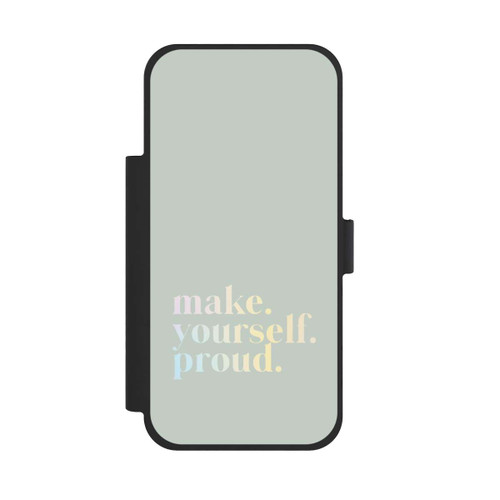 Apple iPhone 17 Pro Max NIVOflip Make Yourself Proud Zitat-Minze und Farbverlauf
