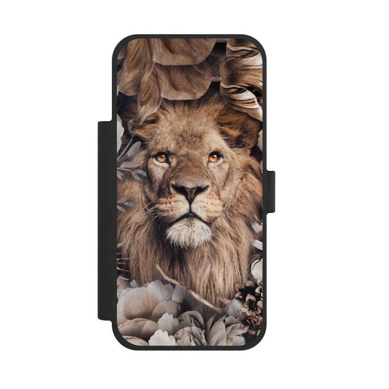 iPhone 17 Pro Max NIVOflip Löwe Blumenrahmen Beige