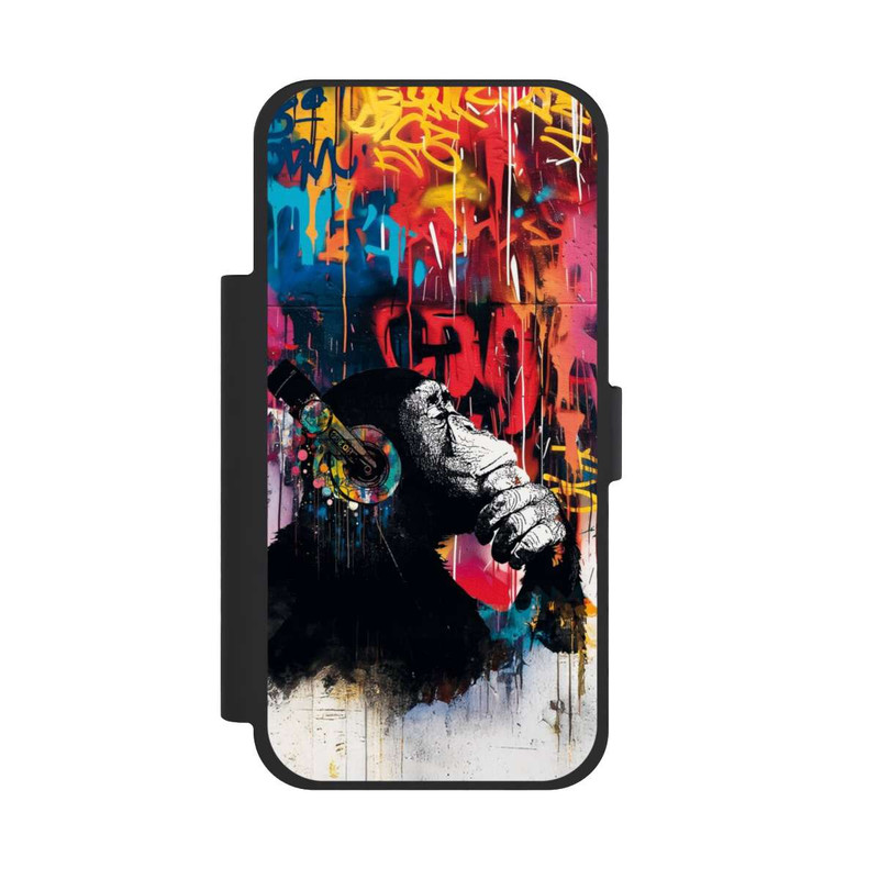 iPhone 17 Pro Max NIVOflip Affe Stereo Kopfhörer Graffiti Street Art Blau