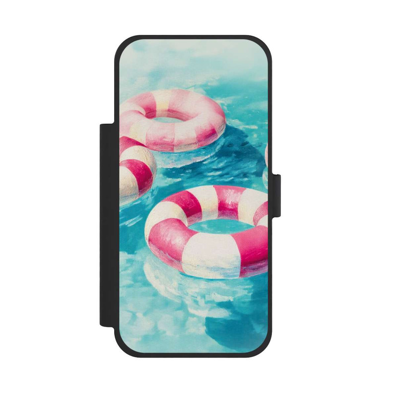 iPhone 17 Pro Max NIVOflip Gestreifte Schwimmringe im Pool
