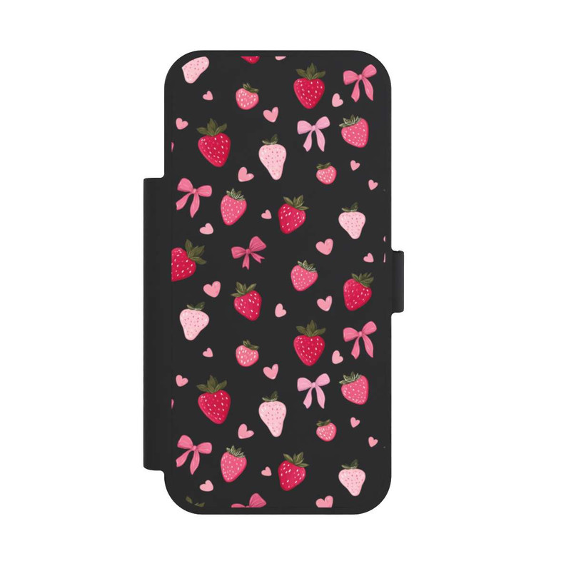 iPhone 17 Pro Max NIVOflip Erdbeer Herz Schleifen Pink Muster Transparent