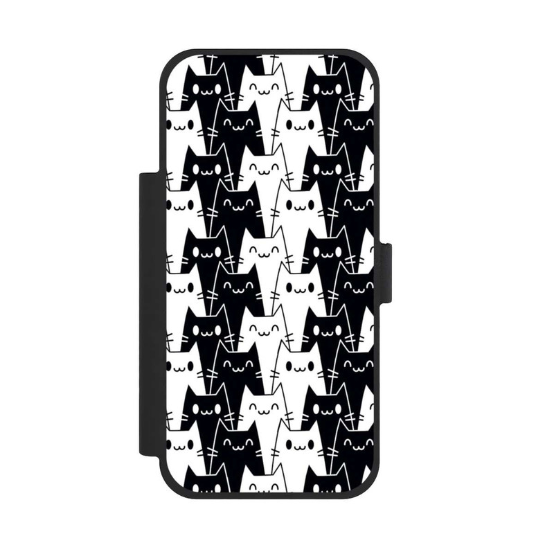 iPhone 17 Pro Max NIVOflip Katzentapete Schwarz Weiß