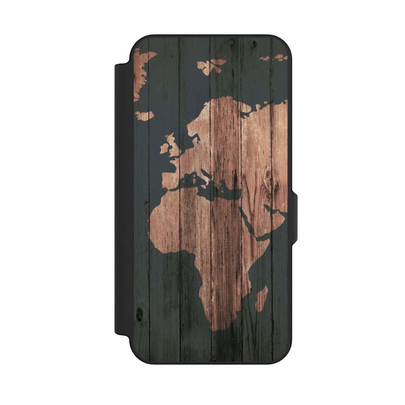 Galaxy S25 FE NIVOflip Wooden World Map