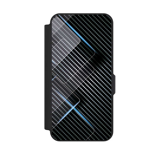 Samsung Galaxy S25 FE NIVOflip Blaue Linien auf Karbon