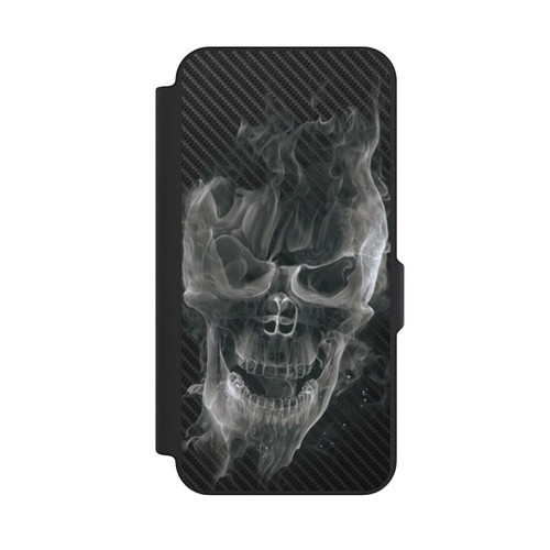 Samsung Galaxy S25 FE NIVOflip rauchender Totenkopf Carbon