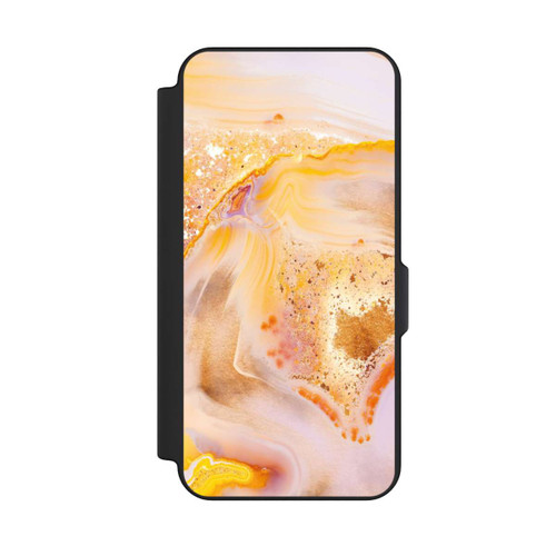 Samsung Galaxy S25 FE NIVOflip Orangefarbener Glitzer Marmorlook