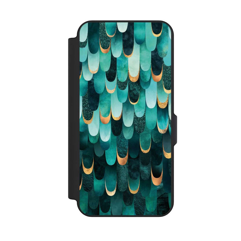 Galaxy S25 FE NIVOflip Feathered Turquoise Gold Print
