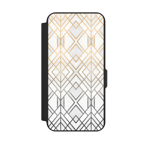 Samsung Galaxy S25 FE NIVOflip Gold und Grauer Geo Golddruck