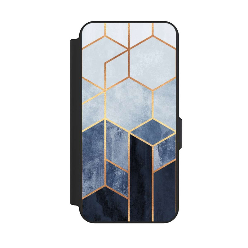 Galaxy S25 FE NIVOflip Impression d'or d'hexagones bleus doux