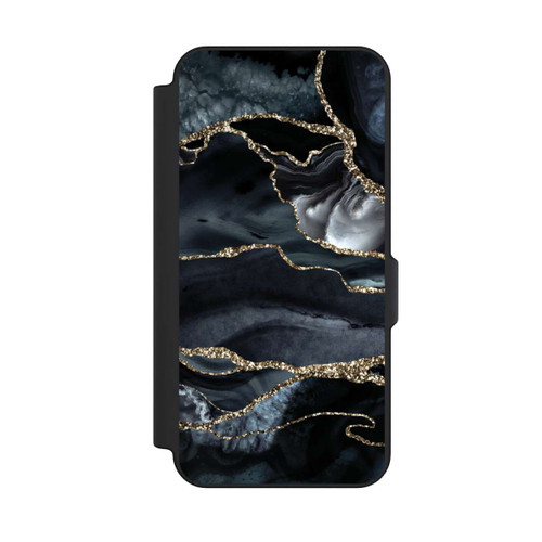 Samsung Galaxy S25 FE NIVOflip Dunkler Marmor Gold Glitzerlook