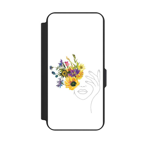 Samsung Galaxy S25 FE NIVOflip Line Art Woman sunflowers