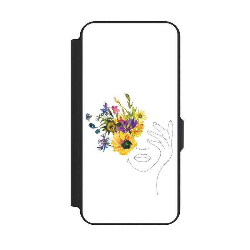 Galaxy S25 FE NIVOflip Line Art Woman sunflowers