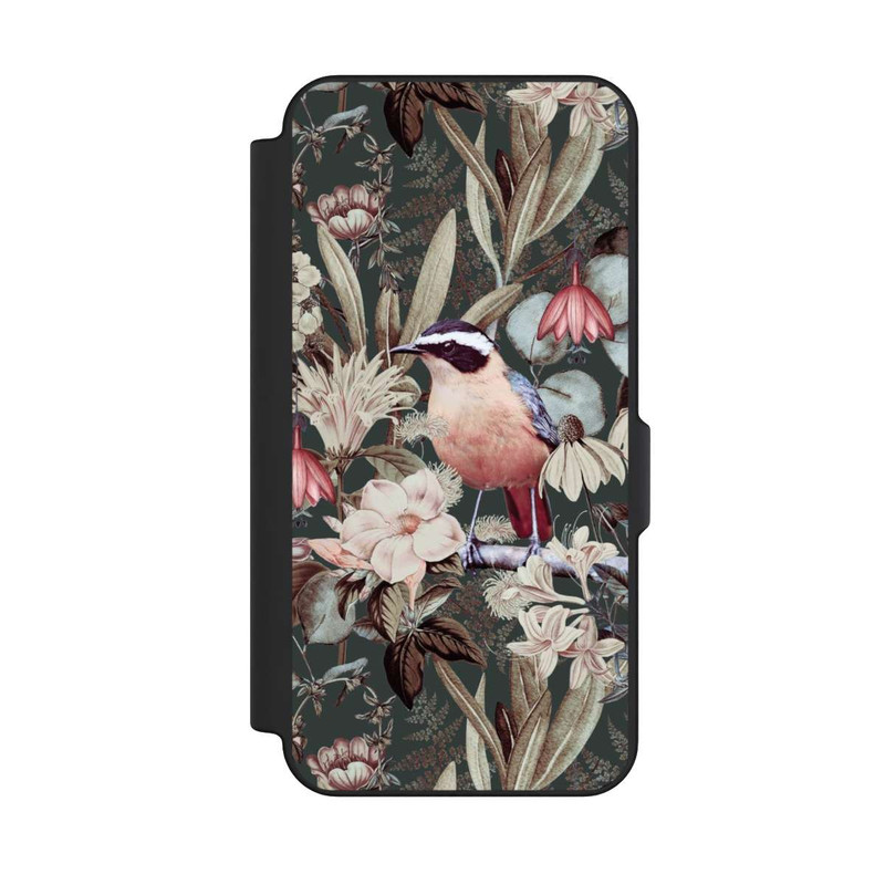Galaxy S25 FE NIVOflip Oiseau orange à motif de fleurs vintage
