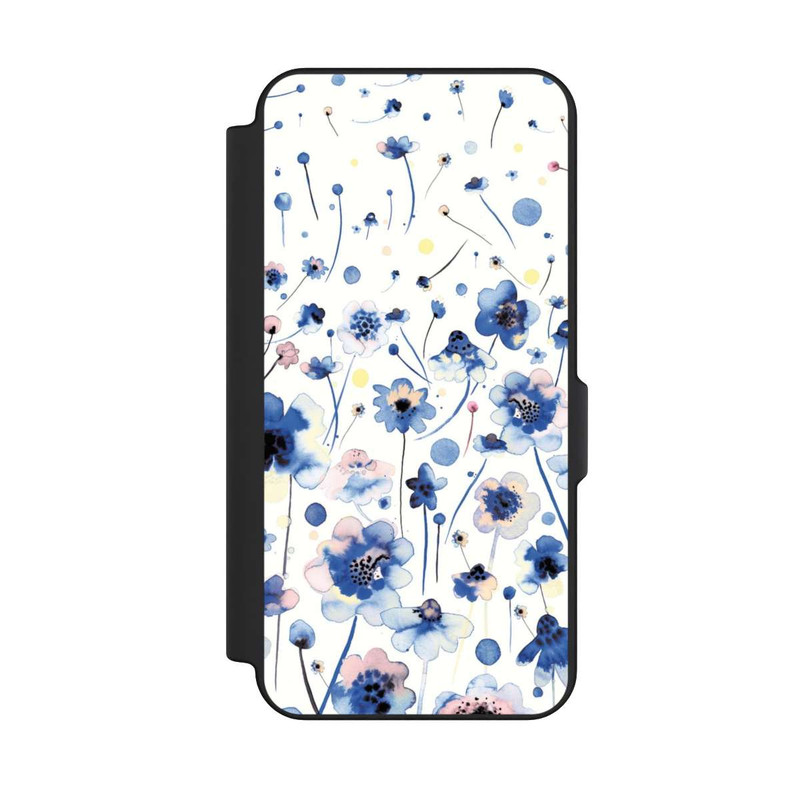Galaxy S25 FE NIVOflip Fleurs bleues d’encre aquarelle