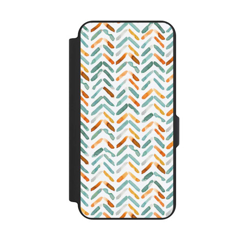 Samsung Galaxy S25 FE NIVOflip Elegantes Herbstchevron Blau Orange