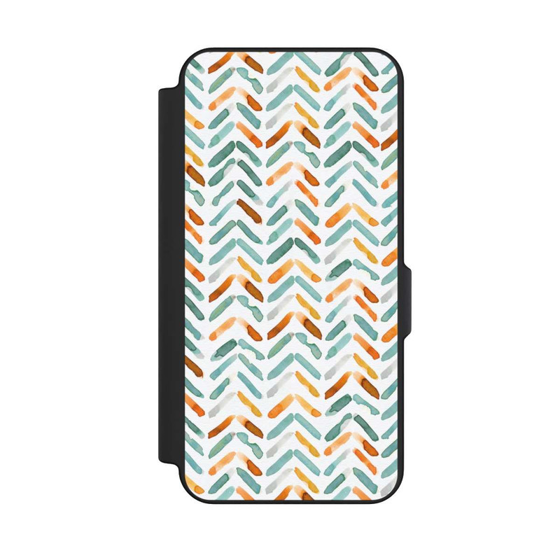 Galaxy S25 FE NIVOflip Elegantes Herbstchevron Blau Orange