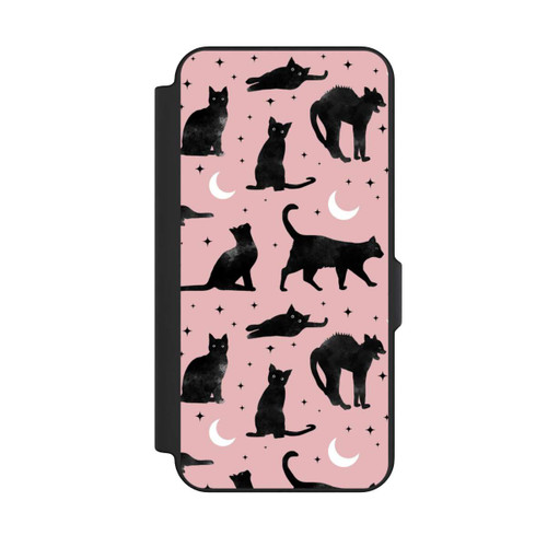 Samsung Galaxy S25 FE NIVOflip Katzen und Mond auf Rosa