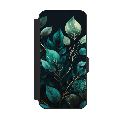 Samsung Galaxy S25 FE NIVOflip Grüne Eukalyptus Blätter mit dunklem Hintergrund mit KI