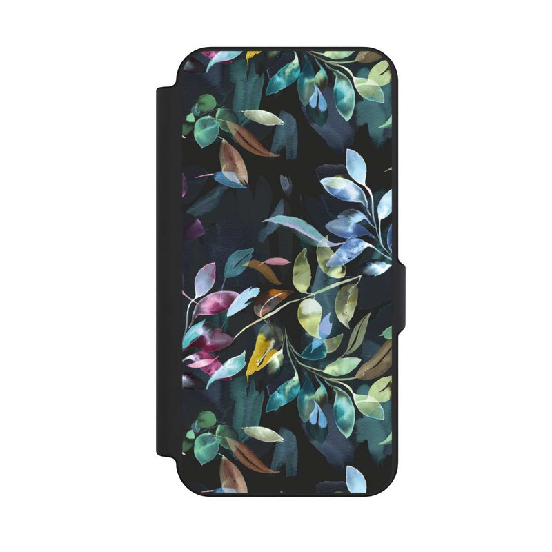 Galaxy S25 FE NIVOflip Mystische Aquarellblätter schwarz