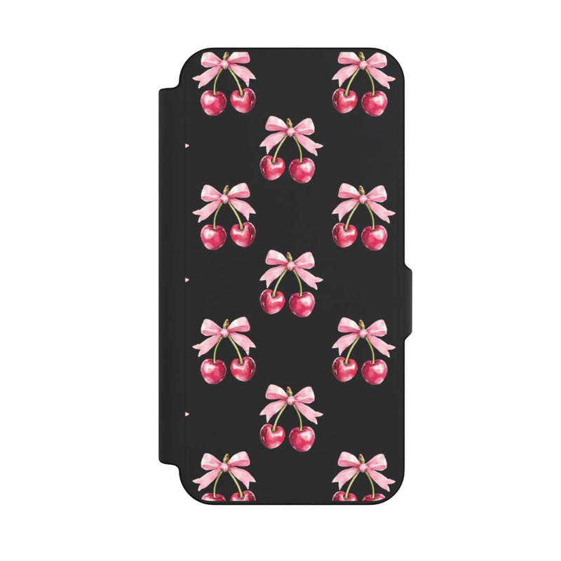 Galaxy S25 FE NIVOflip Motif Nœud Cerise transparent avec IA