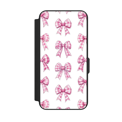 Samsung Galaxy S25 FE NIVOflip Pink Gingham Hearts and Bows avec IA