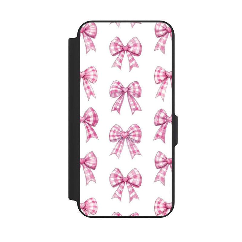 Galaxy S25 FE NIVOflip Pink Gingham Hearts and Bows avec IA