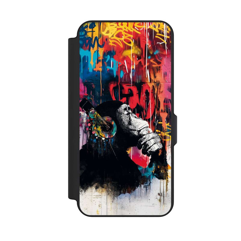 Galaxy S25 FE NIVOflip Affe Stereo Kopfhörer Graffiti Street Art Blau
