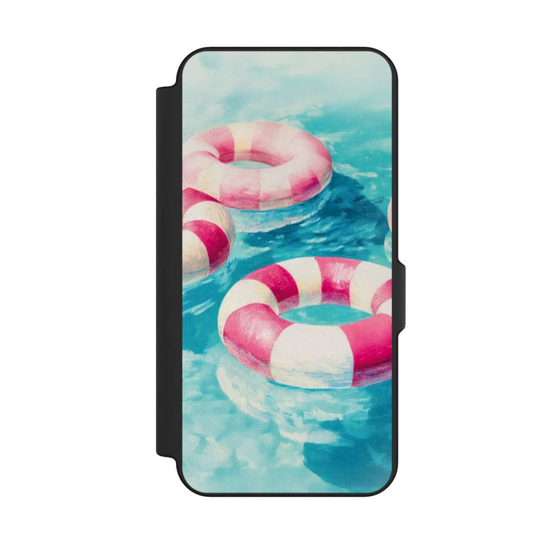 Galaxy S25 FE NIVOflip Gestreifte Schwimmringe im Pool