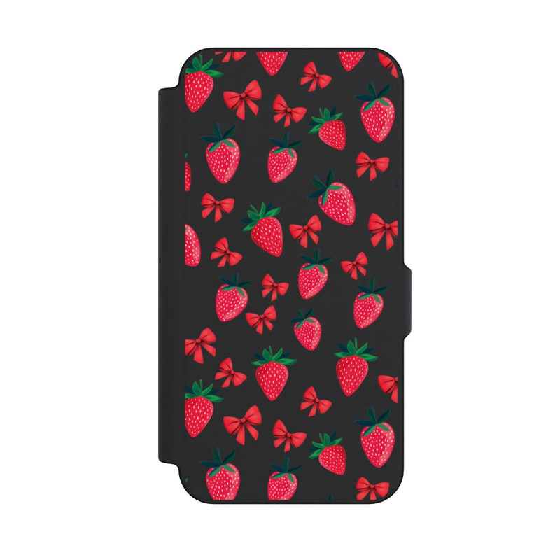 Galaxy S25 FE NIVOflip Strawberry Heart Ribbon Pattern Transparent