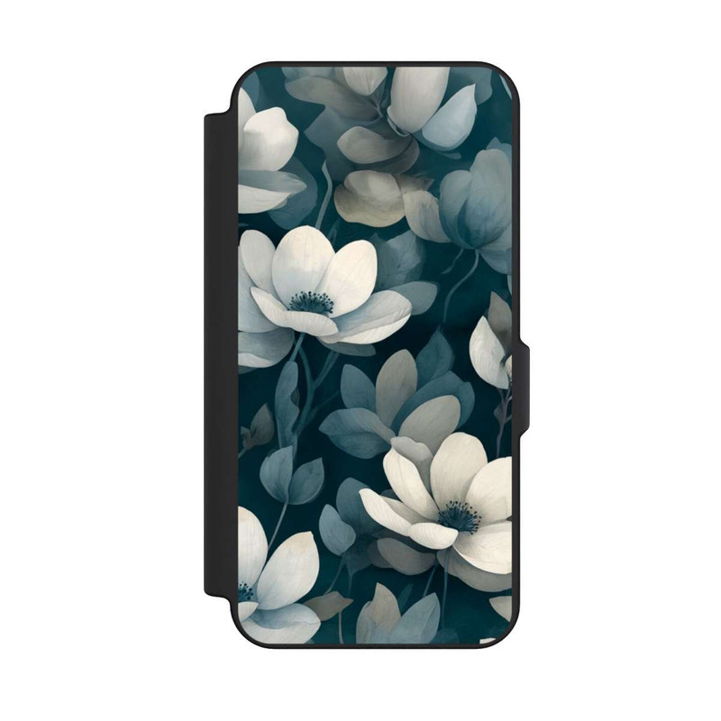 Galaxy S25 FE NIVOflip Petrolfarbene Negativblumen mit KI