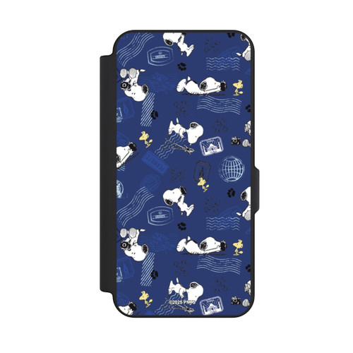Samsung Galaxy S25 FE NIVOflip Peanuts Travel Stamps Pattern Blue