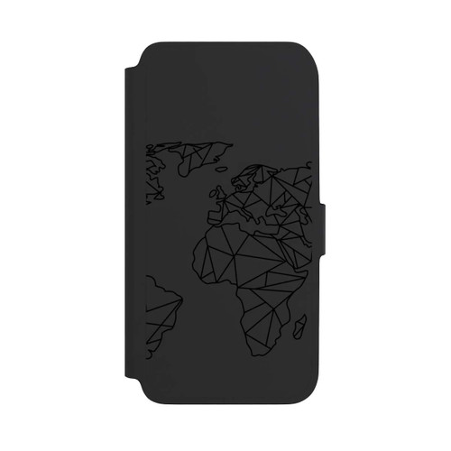 Samsung Galaxy A17 5G NIVOflip Polygon Weltkarte Schwarz ohne Hintergrund