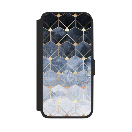 Samsung Galaxy A17 5G NIVOflip Blaue Sechsecke und Diamanten Golddruck