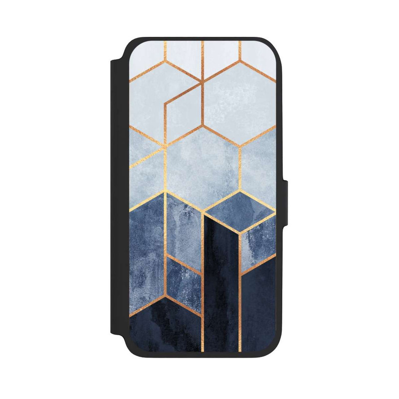 Galaxy A17 5G NIVOflip Blauer Farbverlauf Sechsecke Golddruck