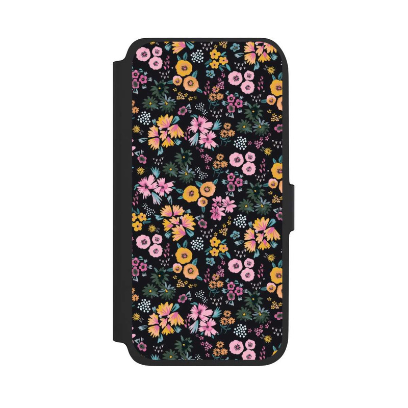 Galaxy A17 5G NIVOflip Kleine bunte Blumen Schwarz 2
