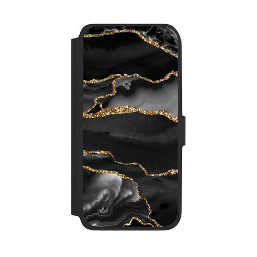 Samsung Galaxy A17 5G NIVOflip Dunkle Marmorstreifen im Goldlook