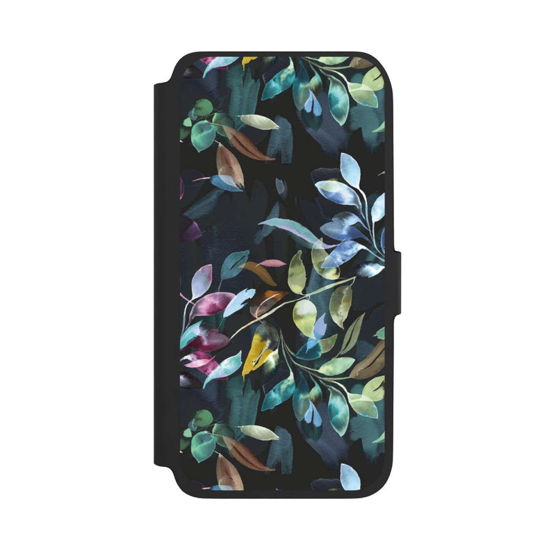 Galaxy A17 5G NIVOflip Mystische Aquarellblätter schwarz