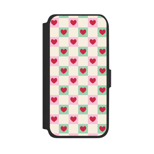 Samsung Galaxy A17 5G NIVOflip Karomuster Herzen Rosa und Grün Valentinstag