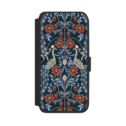 Samsung Galaxy A17 5G NIVOflip Vintage Peacock Garden Arts and Crafts Floral Dark