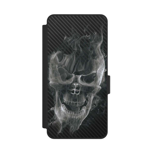 Samsung Galaxy S26 NIVOflip rauchender Totenkopf Carbon