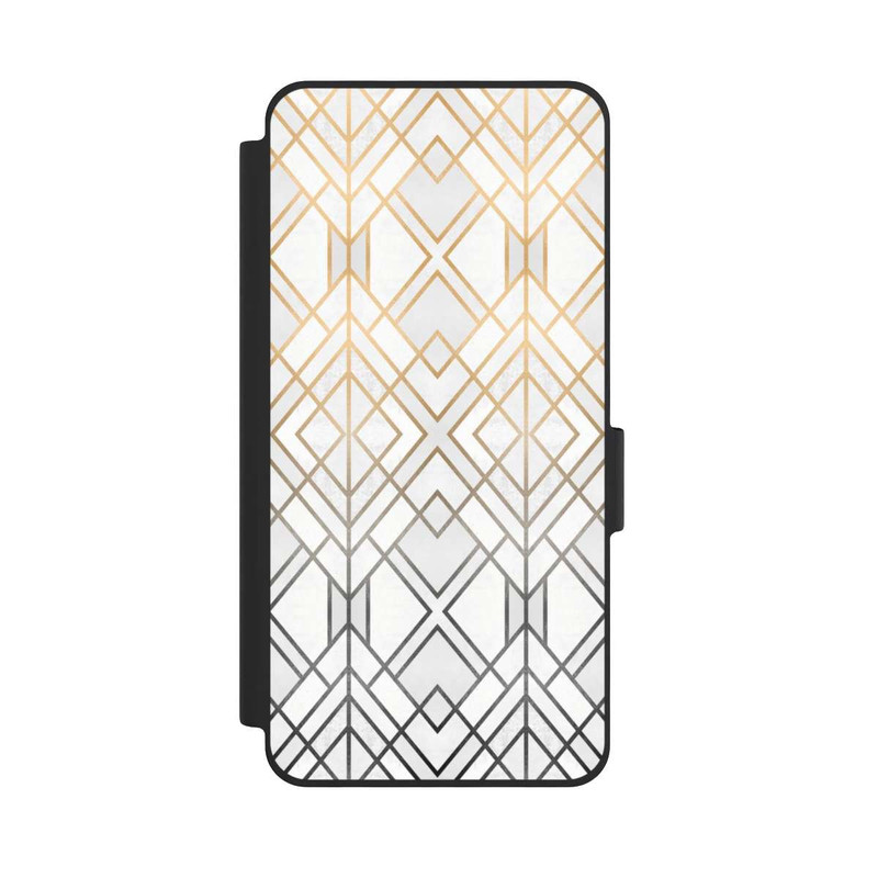 Galaxy S26 NIVOflip Gold und Grauer Geo Golddruck