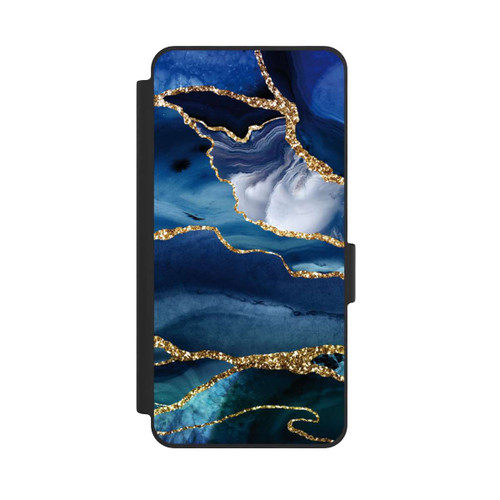 Samsung Galaxy S26 NIVOflip  Blauer Marmor Gold Glitzer Look