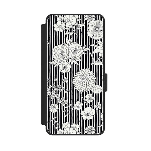 Samsung Galaxy S26 NIVOflip Blumen und Streifen Schwarz und Weiß