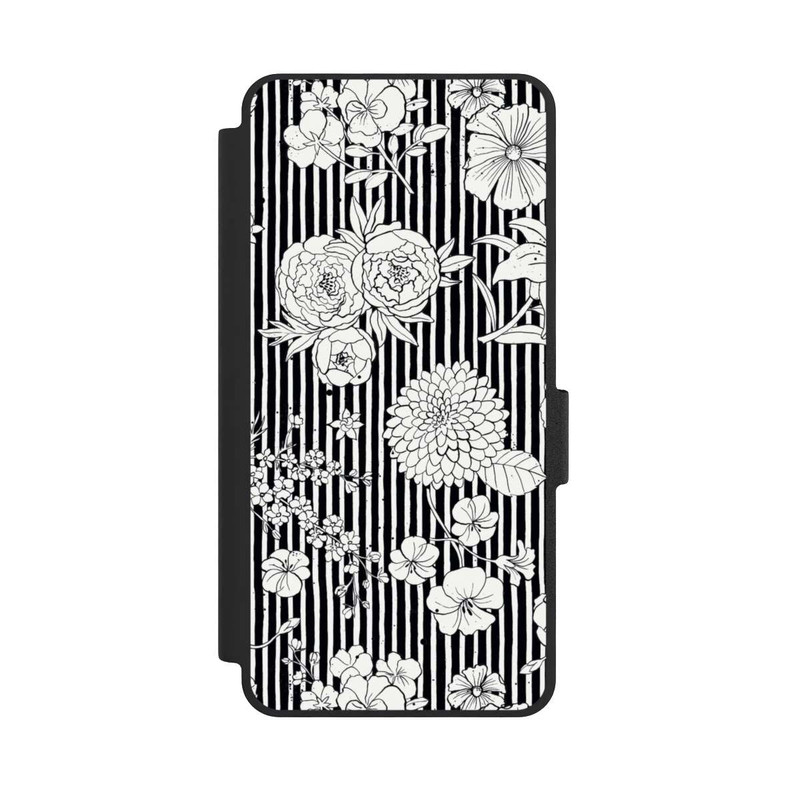 Galaxy S26 NIVOflip Blumen und Streifen Schwarz und Weiß