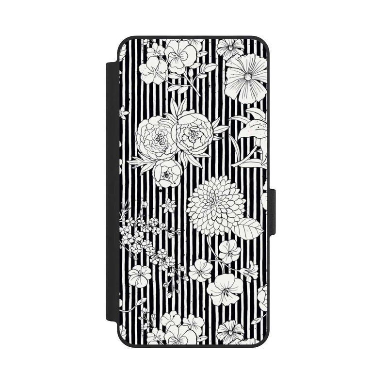 Galaxy S26 NIVOflip Fleurs et rayures noir et blanc