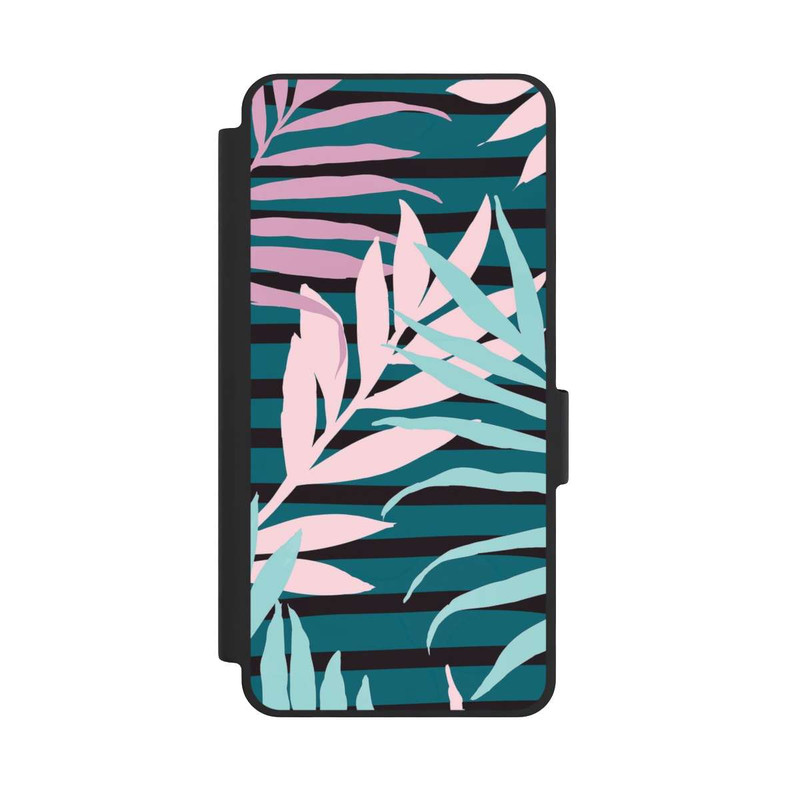 Galaxy S26 NIVOflip Feuilles de jungle pastel rose sarcelle